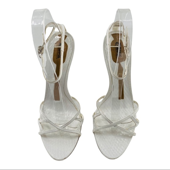 Carlos Santana White Leather Ankle Strap Lizzy Heels Size 8 - Picture 3 of 6